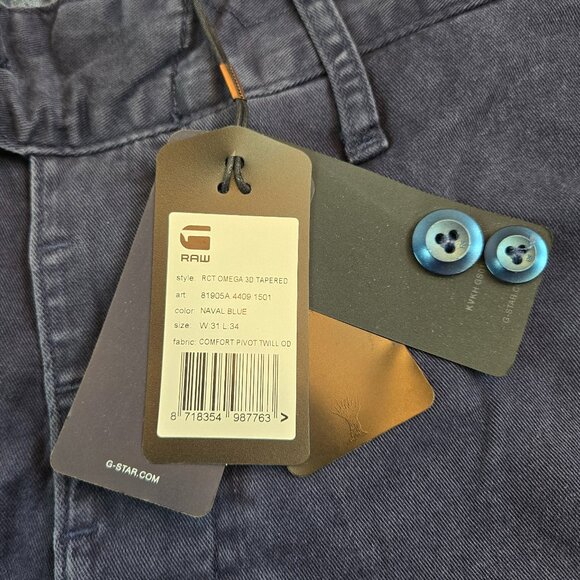 G STAR RAW Correct Men’s RCT Omega 3D Bow Tapered Twill Cinched Pants 31 x 34 - Picture 6 of 10